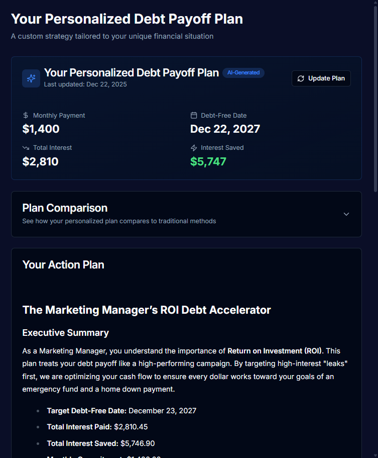 Personalized plan preview